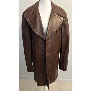 VTG Suede Leather Coat Mens 44 Retro Zip Liner Jacket Hollywood Gangster 60s 70s